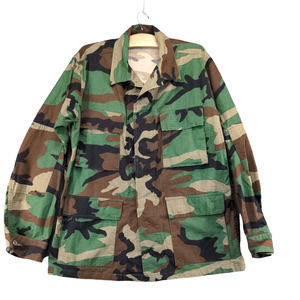 U.S. Military Mens Woodland Camo Shirt Green Brown Size M Pockets